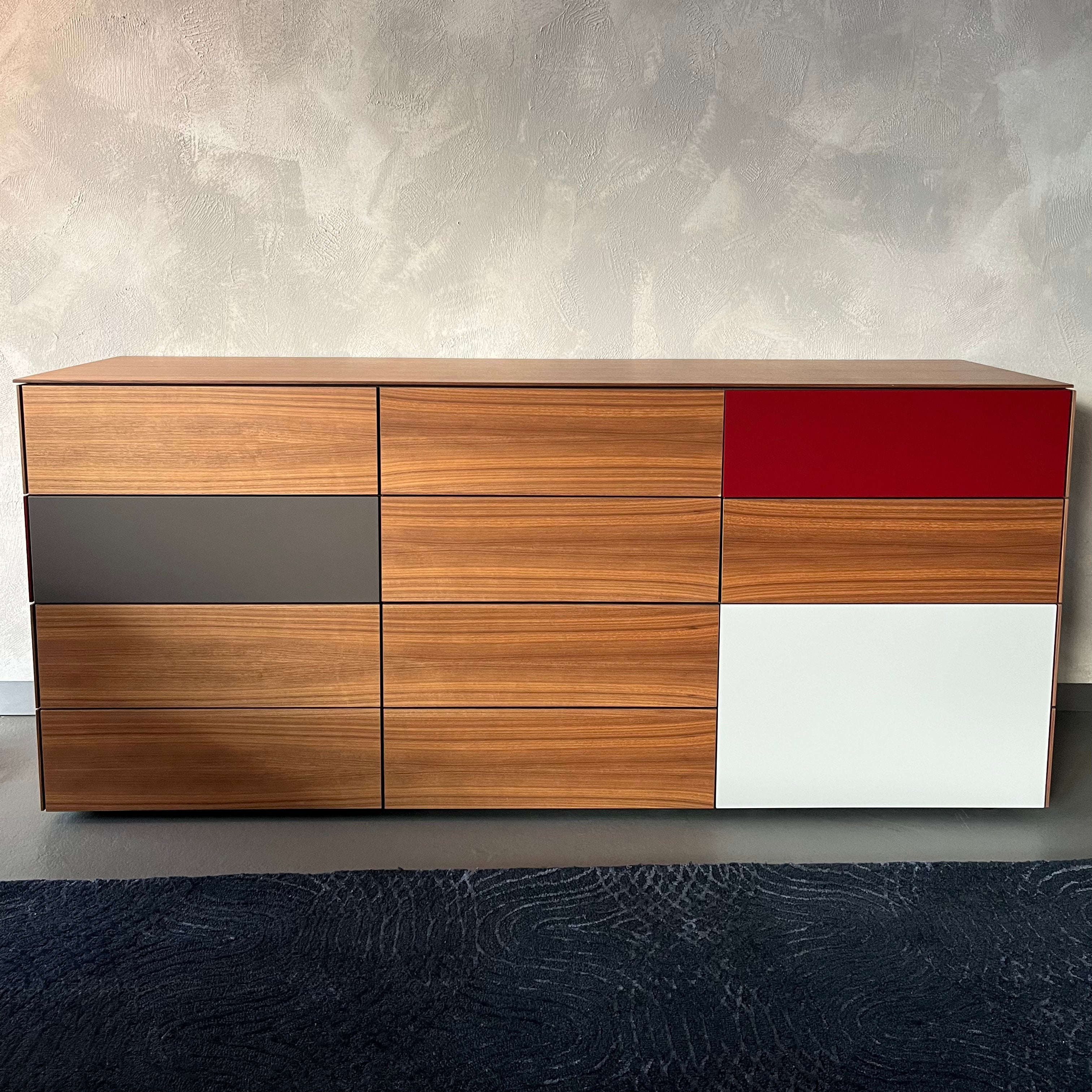 Kettnaker Sideboard SOMA nussbaum rot weiß grau