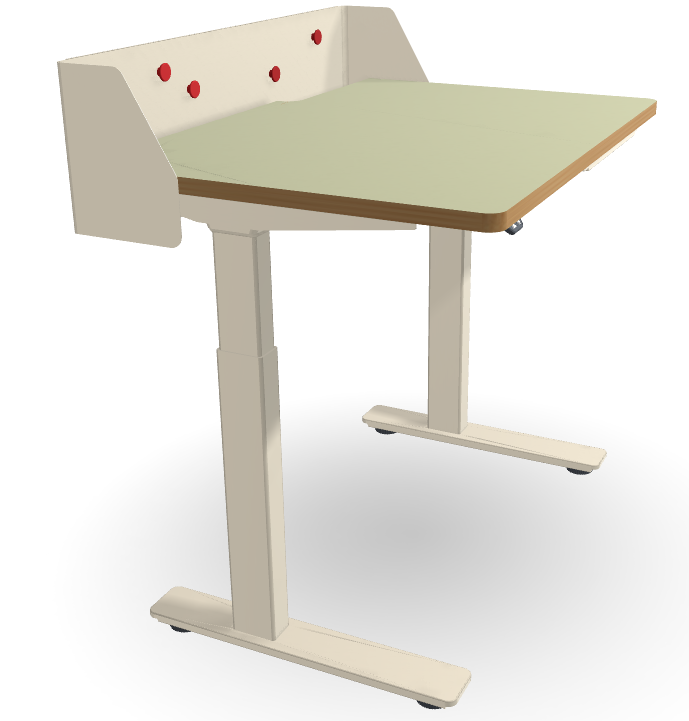 Häfele / height-adjustable job table / linolium panel