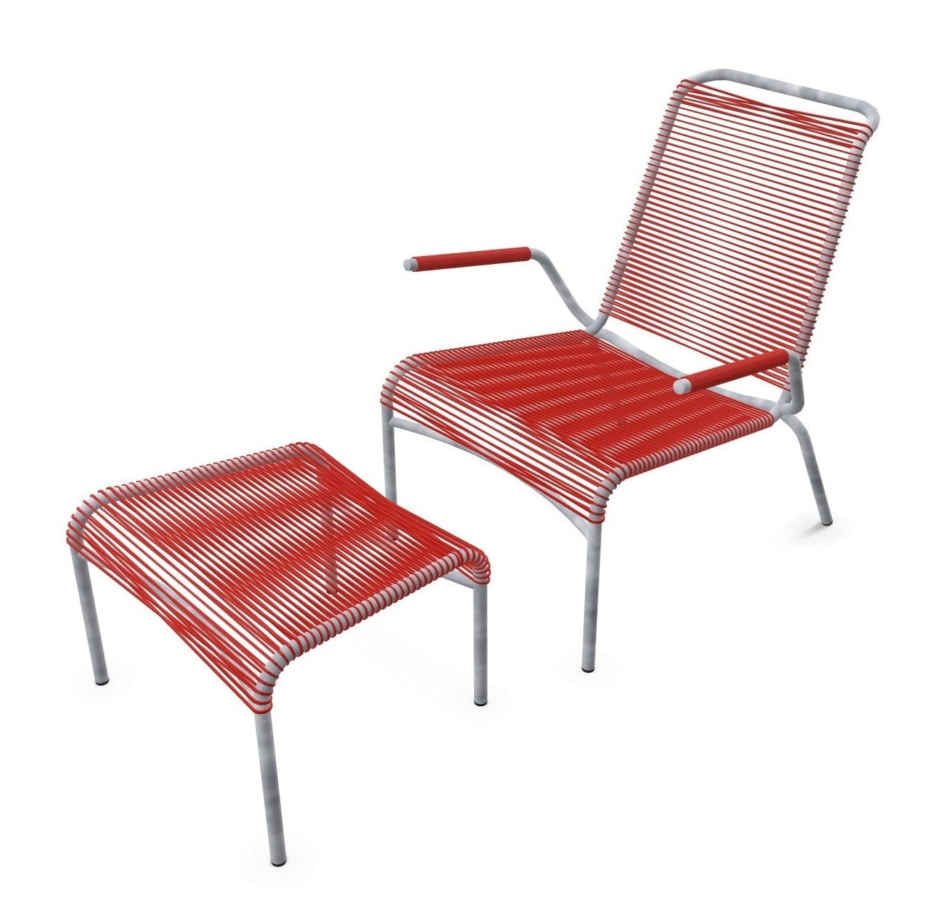 Embru / Altorfer 1142 / Lounge Sessel und Hocker / Rot